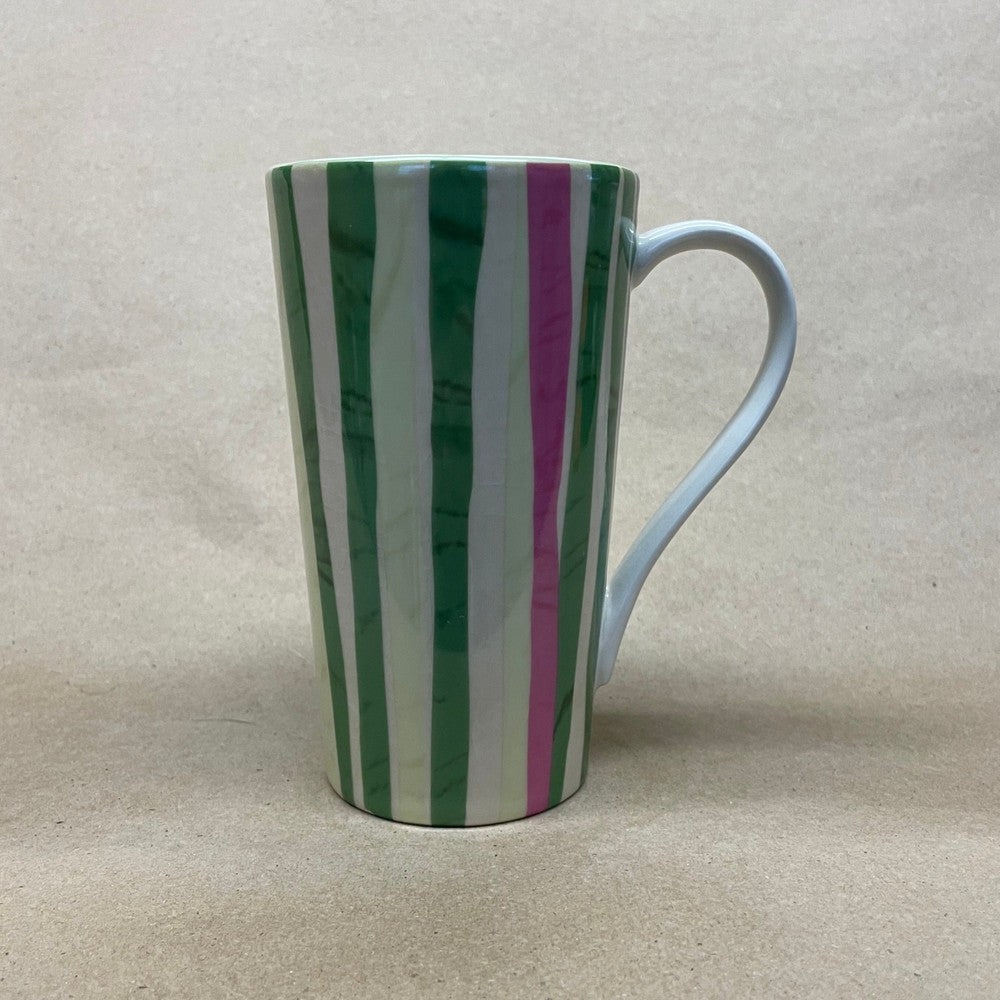 Starbucks Tall Green and Pink Striped Mug-2008